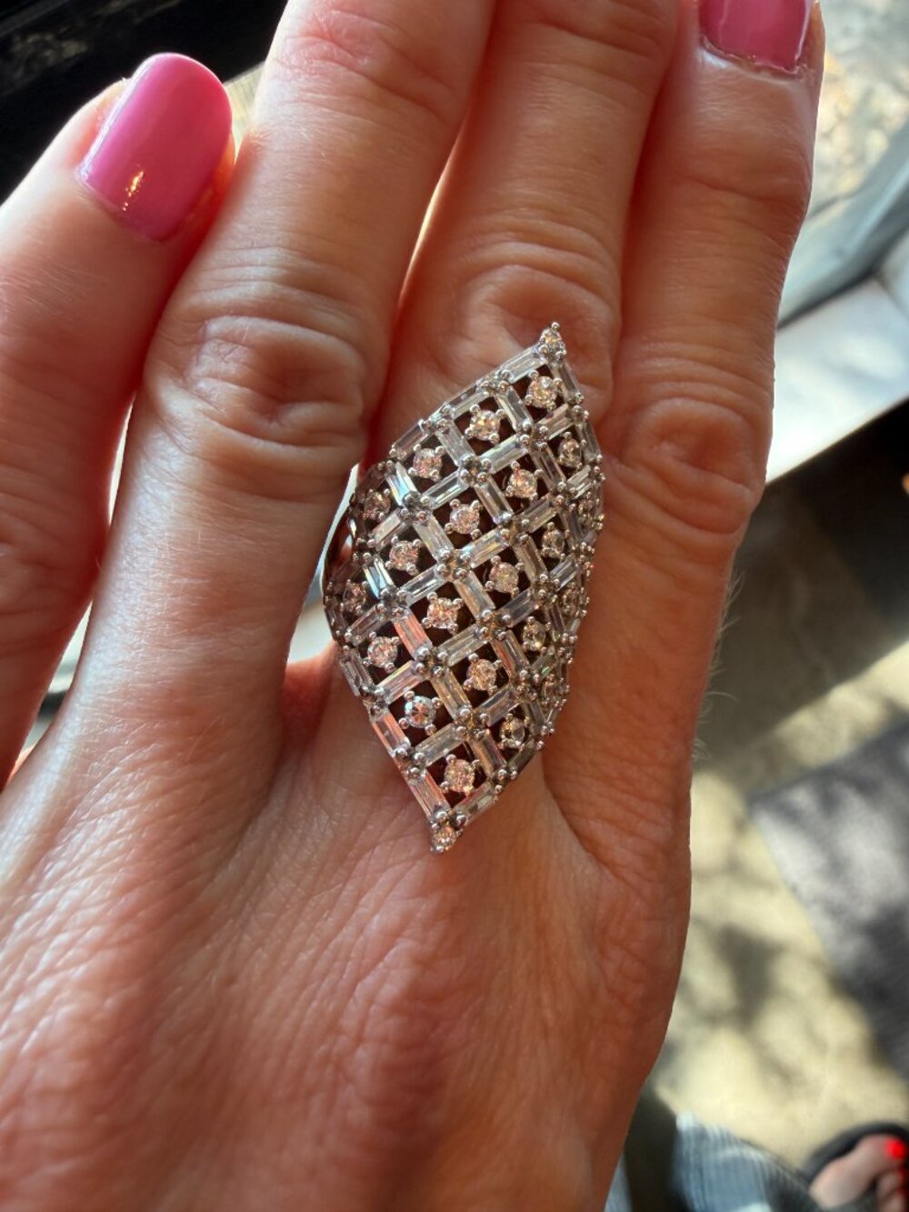 JTV Bella Luce 7.00ctw CZ Rhodium Over Sterling Silver Statement Ring Sz 7